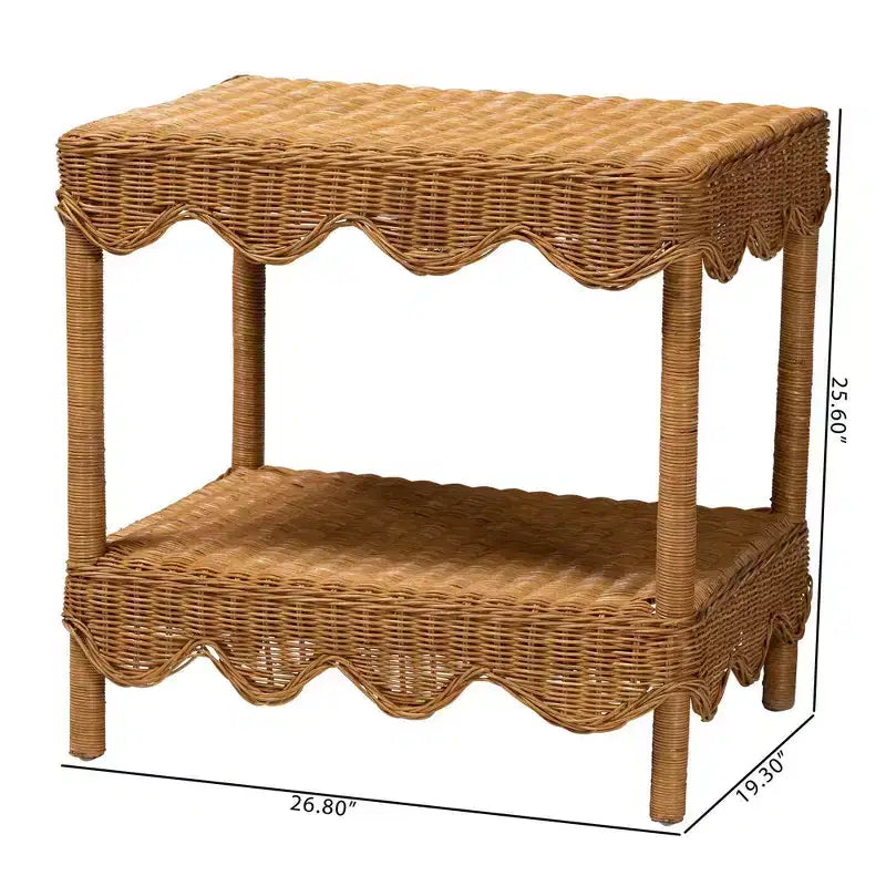 bali & pari Oteria Table d'appoint festonnée en rotin Miel clair