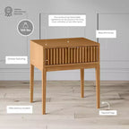 Nathan James Table d'appoint cannelée en bois de style bohème avec tiroir marron : Milieu du siècle moderne, poignée en laiton, pieds fuselés