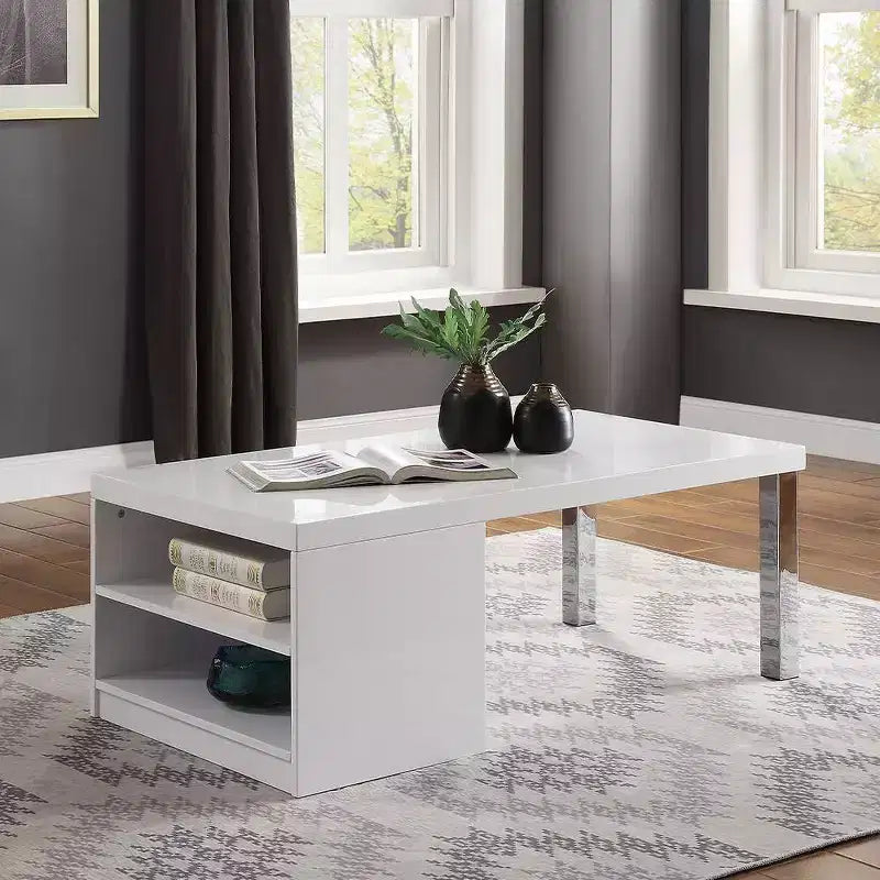 Table basse Harta Acme Furniture Blanc haute brillance/Chrome