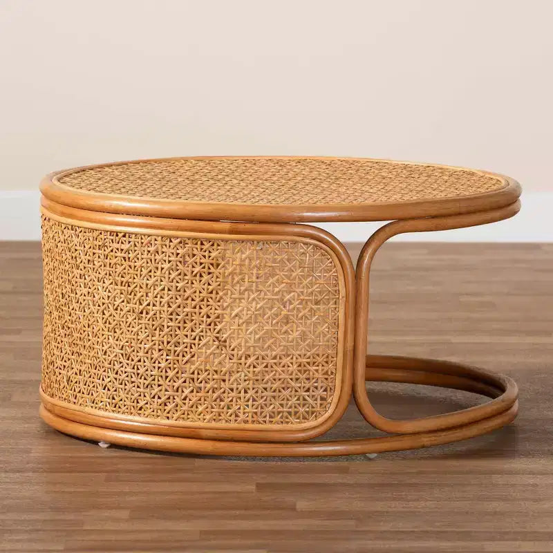 Table basse en rotin bali & pari Eldon, miel