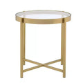 Acme Furniture Charrot Clear Glass Top Accent Table Gold Finish