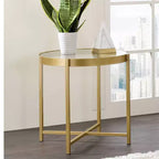 Table d'appoint Acme Furniture Charrot avec plateau en verre transparent et finition dorée