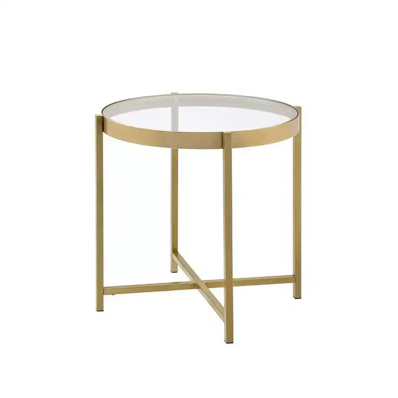 Table d'appoint Acme Furniture Charrot avec plateau en verre transparent et finition dorée