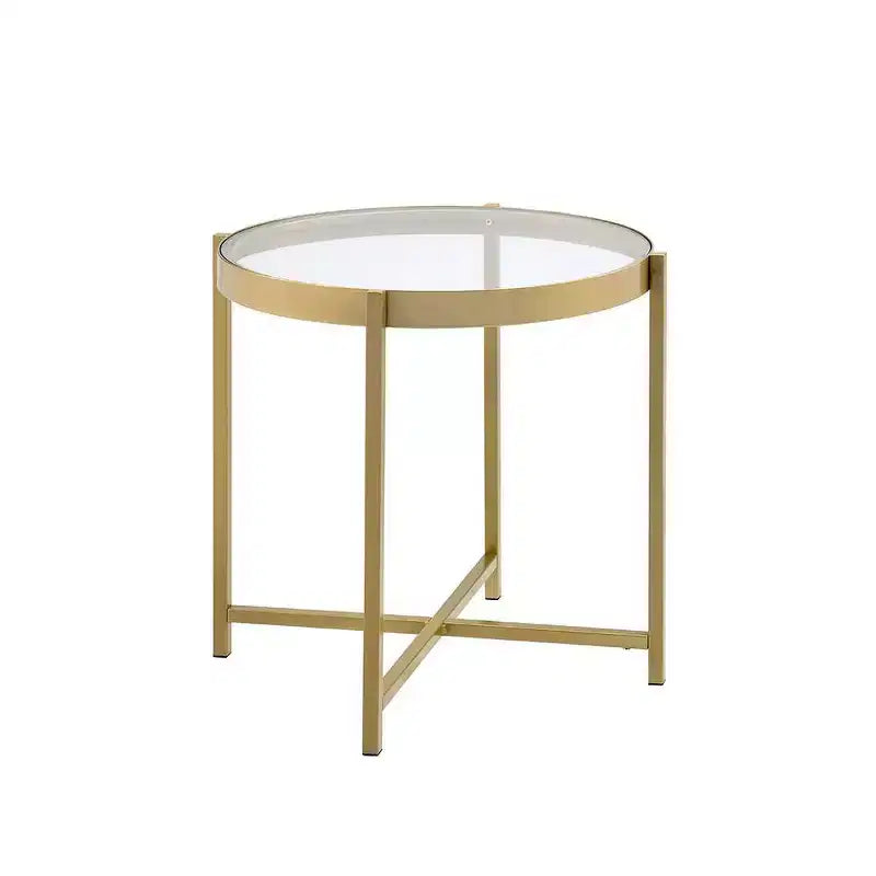 Table d'appoint Acme Furniture Charrot avec plateau en verre transparent et finition dorée