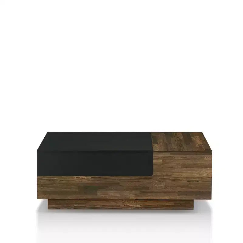 Table basse Croston avec rangement coulissant en hickory clair - miBasics : Design mi-siècle, plateau relevable, forme rectangulaire