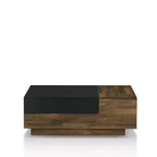 Table basse Croston avec rangement coulissant en hickory clair - miBasics : Design mi-siècle, plateau relevable, forme rectangulaire