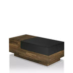 Table basse Croston avec rangement coulissant en hickory clair - miBasics : Design mi-siècle, plateau relevable, forme rectangulaire