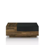 Table basse Croston avec rangement coulissant en hickory clair - miBasics : Design mi-siècle, plateau relevable, forme rectangulaire