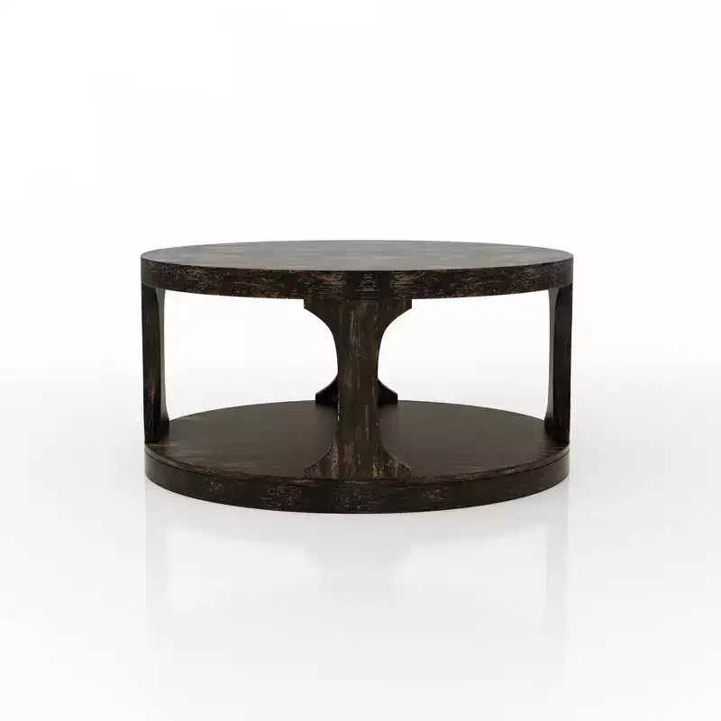 MAISON : intérieur + extérieurTable basse ronde en bois Sande Farmhouse Antique Black : Étagère fixe, style transitionnel