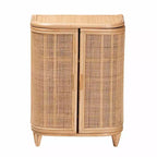 bali & pari Yanka Natural Rattan Storage Cabinet Natural: Handcrafted, 2-Shelf, Bohemian Design