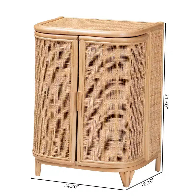 bali & pari Yanka Armoire de rangement en rotin naturel: Fabriqué à la main, 2 étagères, Design bohème