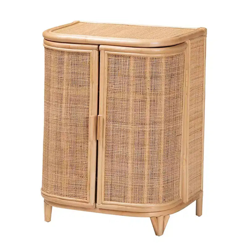 bali & pari Yanka Armoire de rangement en rotin naturel: Fabriqué à la main, 2 étagères, Design bohème