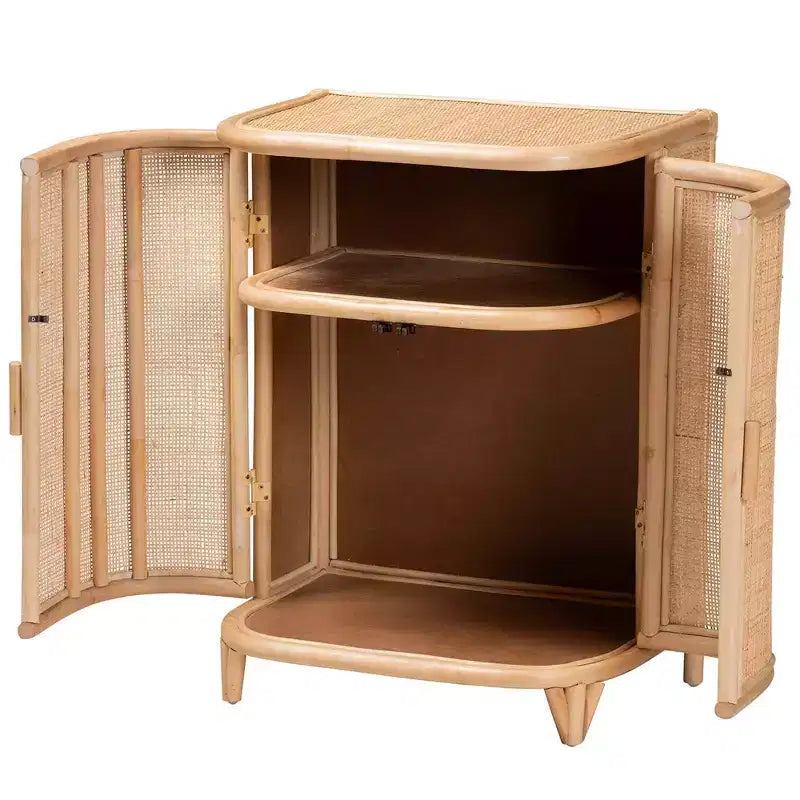 bali & pari Yanka Armoire de rangement en rotin naturel: Fabriqué à la main, 2 étagères, Design bohème