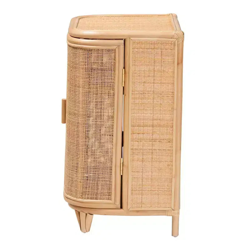 bali & pari Yanka Armoire de rangement en rotin naturel: Fabriqué à la main, 2 étagères, Design bohème