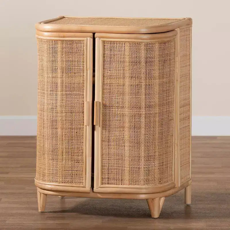 bali & pari Yanka Armoire de rangement en rotin naturel: Fabriqué à la main, 2 étagères, Design bohème