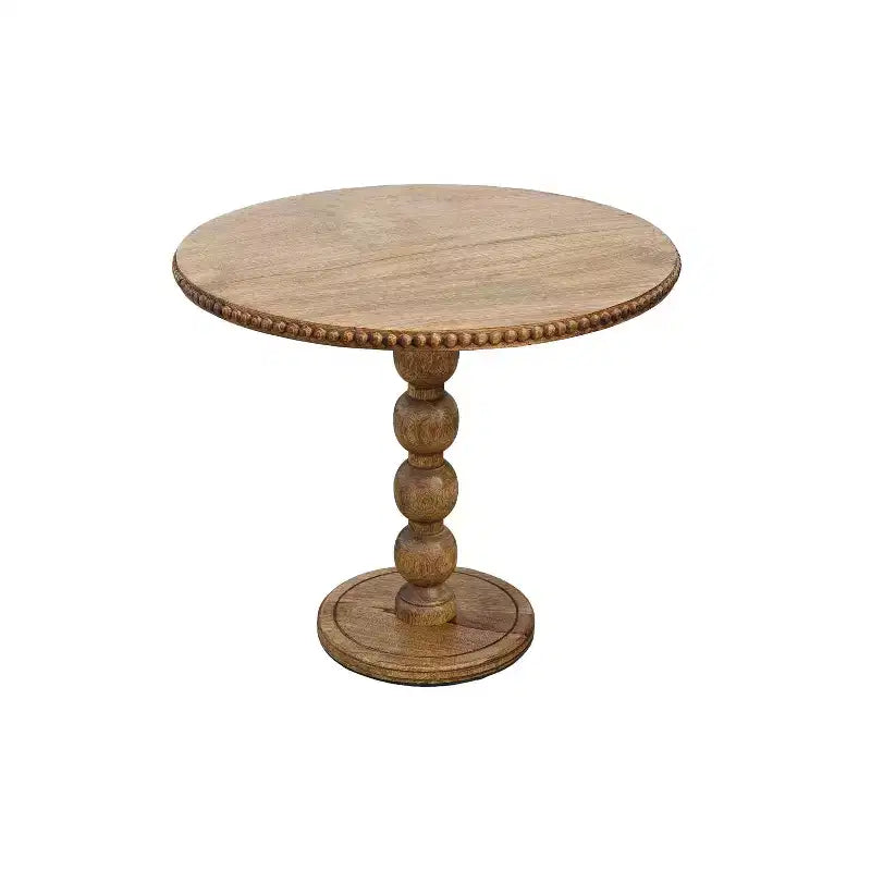 Table d'appoint Urban Port 21" - Dessus rond - Poteau empilé en forme de boule - Bois de manguier brun naturel