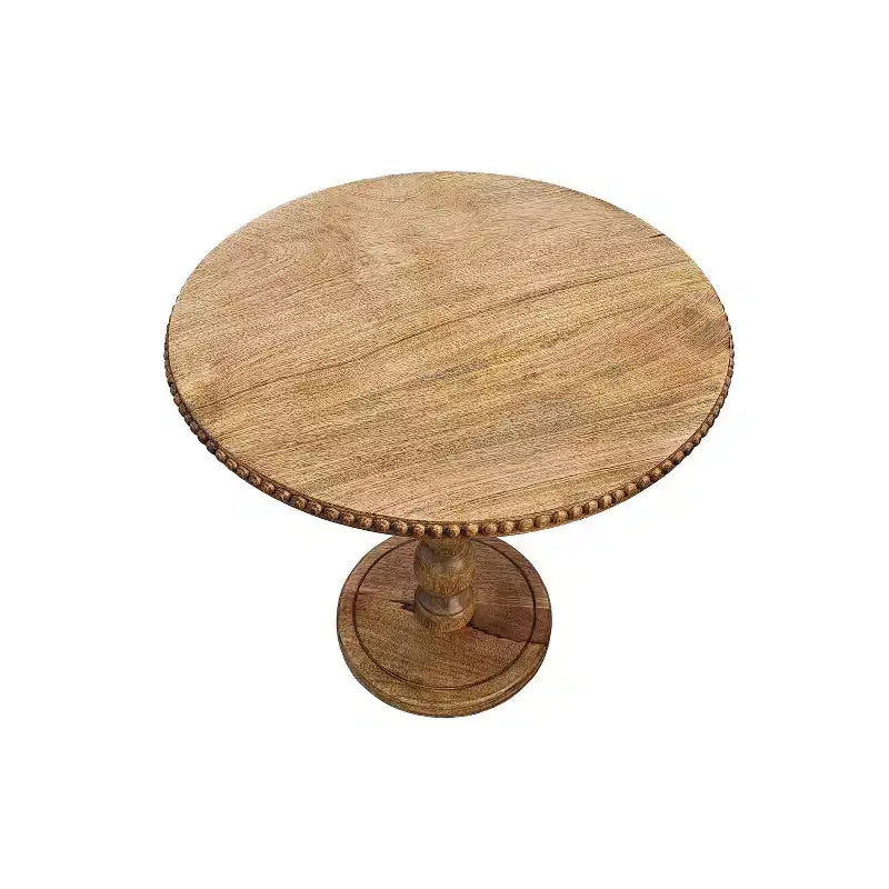 Table d'appoint Urban Port 21" - Dessus rond - Poteau empilé en forme de boule - Bois de manguier brun naturel