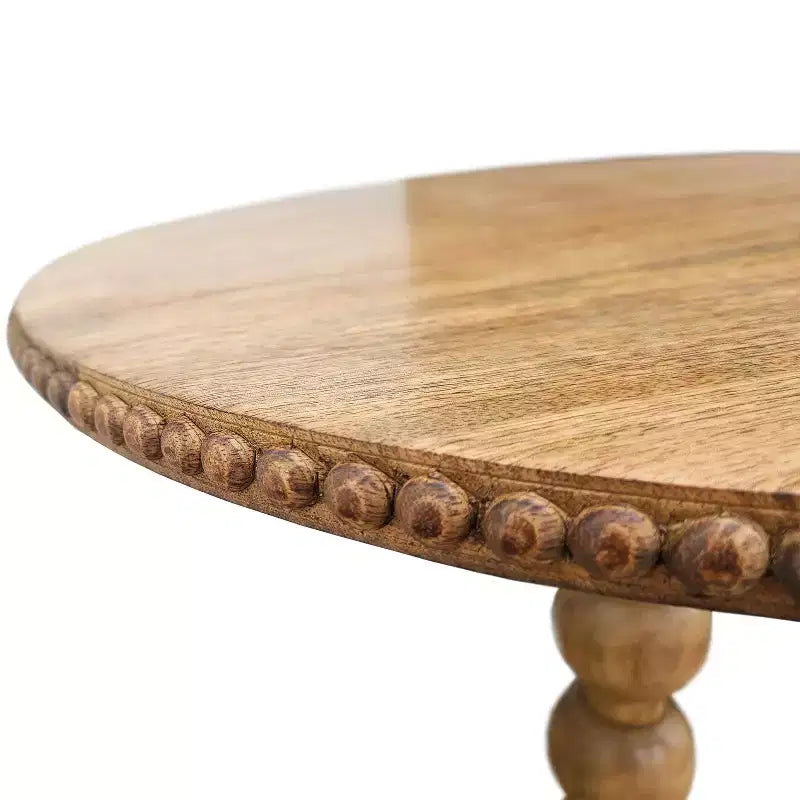 Table d'appoint Urban Port 21" - Dessus rond - Poteau empilé en forme de boule - Bois de manguier brun naturel