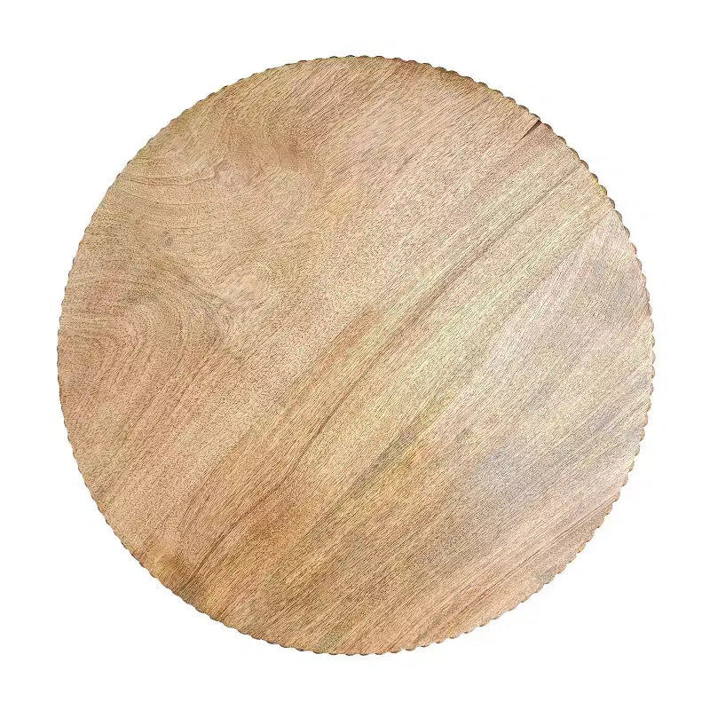 Table d'appoint Urban Port 21" - Dessus rond - Poteau empilé en forme de boule - Bois de manguier brun naturel