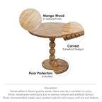 Table d'appoint Urban Port 21" - Dessus rond - Poteau empilé en forme de boule - Bois de manguier brun naturel