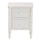 Table d'appoint Baxton Studio Malinda en bois avec 2 tiroirs et pieds tournés Blanc