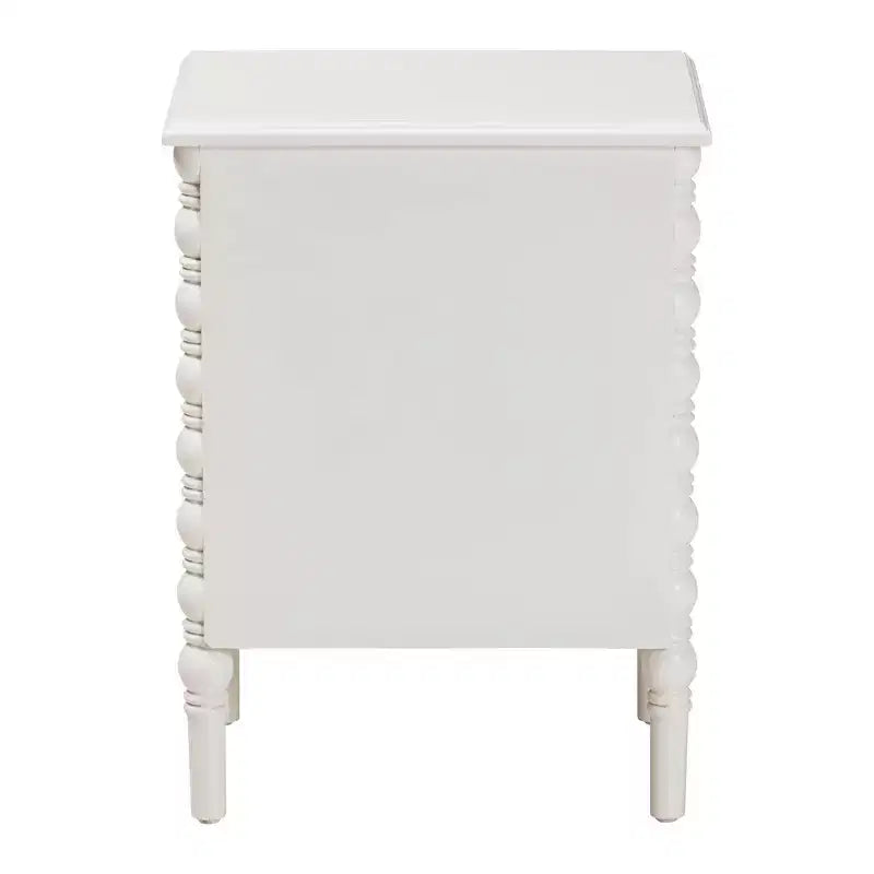 Table d'appoint Baxton Studio Malinda en bois avec 2 tiroirs et pieds tournés Blanc