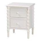Table d'appoint Baxton Studio Malinda en bois avec 2 tiroirs et pieds tournés Blanc