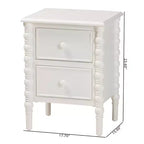 Table d'appoint Baxton Studio Malinda en bois avec 2 tiroirs et pieds tournés Blanc