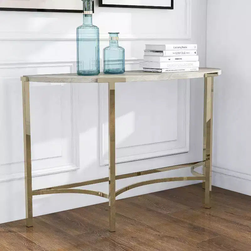 Table basse semi-circulaire moderne Grand Canal Champagne - miBasics