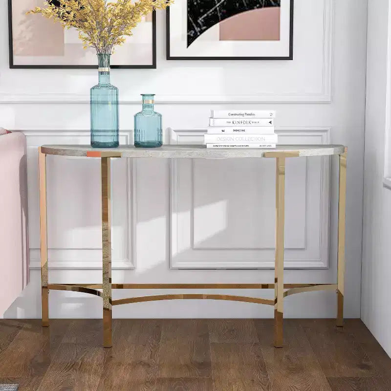 Table basse semi-circulaire moderne Grand Canal Champagne - miBasics