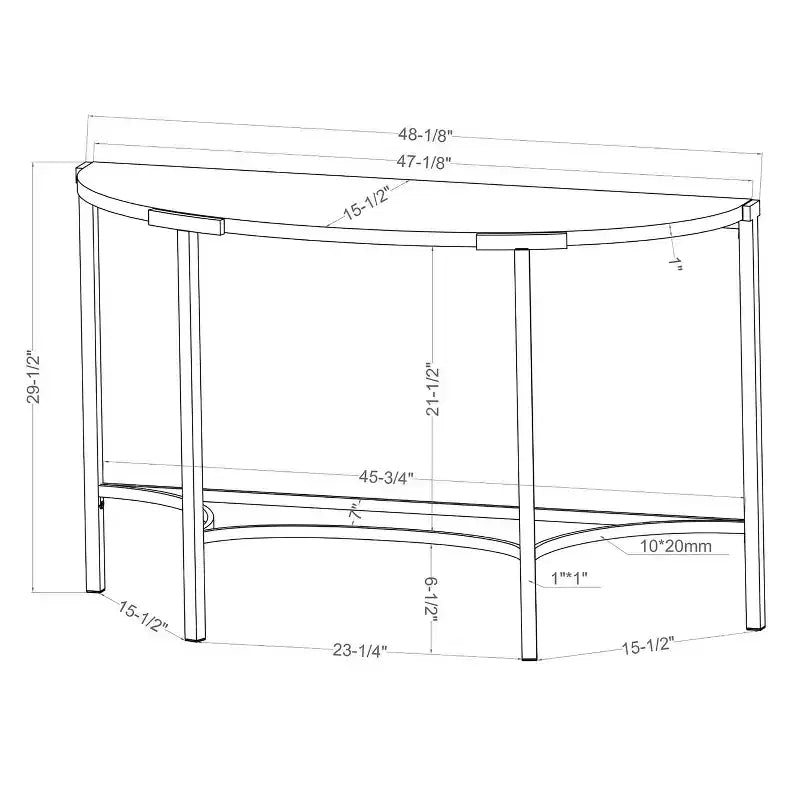Table basse semi-circulaire moderne Grand Canal Champagne - miBasics