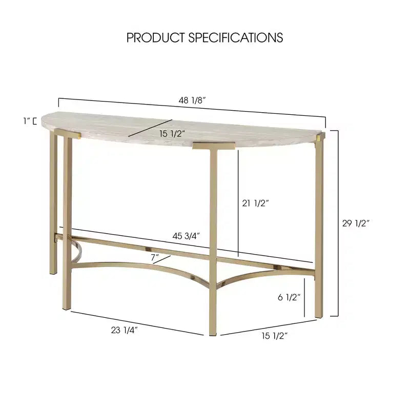 Table basse semi-circulaire moderne Grand Canal Champagne - miBasics