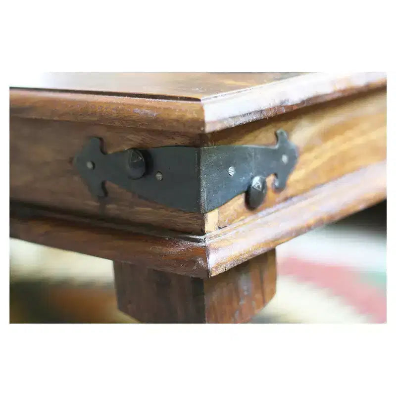 Table basse rustique Thakat fabriquée à la main - (16H x 43L x 24P) - Naturel - Timbergirl : Bois de rose indien massif, Entretien à sec