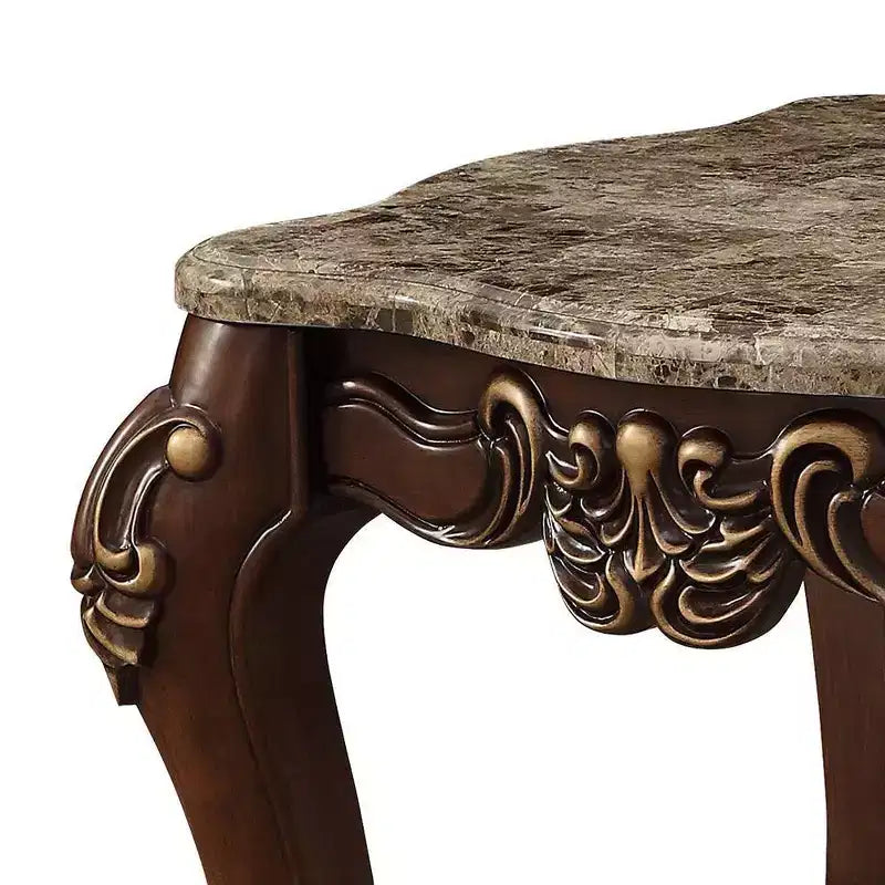 Table d'appoint Acme Furniture Mehadi dessus en marbre naturel/noyer