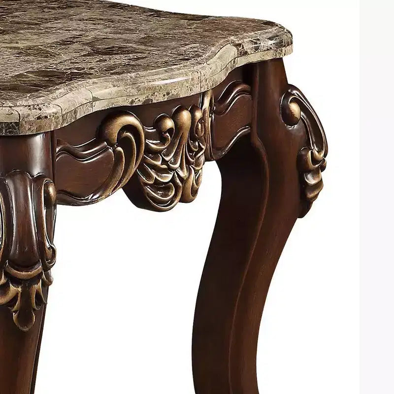 Table d'appoint Acme Furniture Mehadi dessus en marbre naturel/noyer