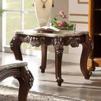 Table d'appoint Acme Furniture Mehadi dessus en marbre naturel/noyer