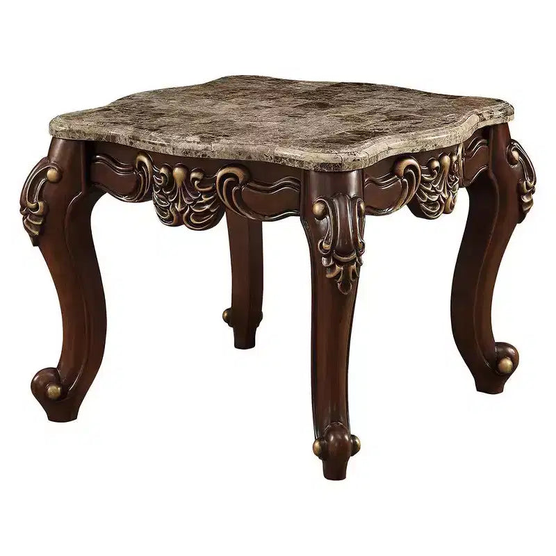Table d'appoint Acme Furniture Mehadi dessus en marbre naturel/noyer