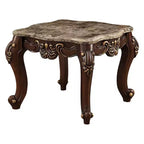 Table d'appoint Acme Furniture Mehadi dessus en marbre naturel/noyer