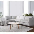 Urban Port 24" Table Basse Moderne Plateau Rond Blanc Cassé Pieds Coniques en Bois de Mangue Marron Marron/Blanc