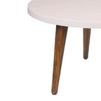 Urban Port 24" Table Basse Moderne Plateau Rond Blanc Cassé Pieds Coniques en Bois de Mangue Marron Marron/Blanc