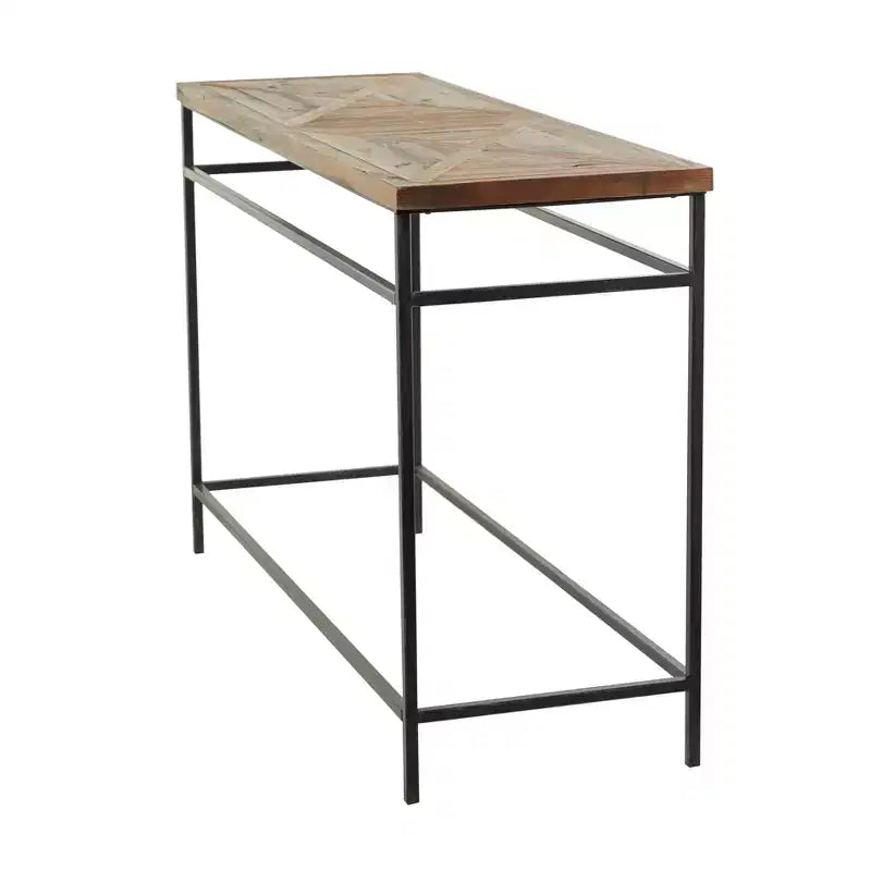 Console rustique en métal marron - Olivia & May : plateau en bois, aucun assemblage requis, meuble d'entrée
