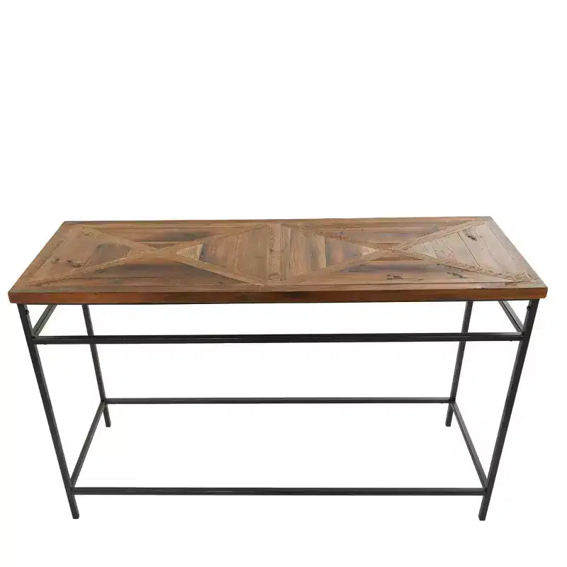 Console rustique en métal marron - Olivia & May : plateau en bois, aucun assemblage requis, meuble d'entrée