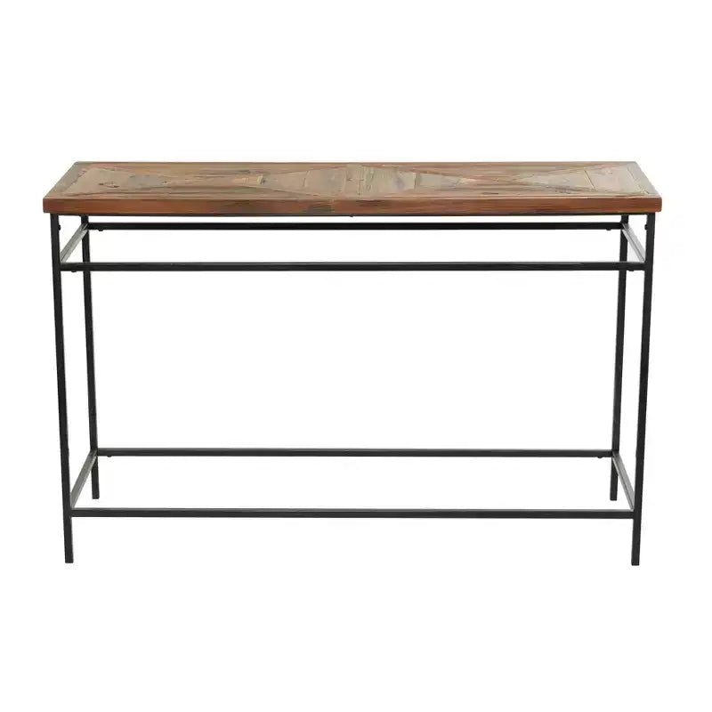 Console rustique en métal marron - Olivia & May : plateau en bois, aucun assemblage requis, meuble d'entrée