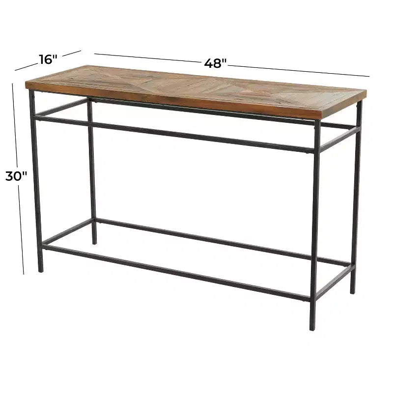 Console rustique en métal marron - Olivia & May : plateau en bois, aucun assemblage requis, meuble d'entrée
