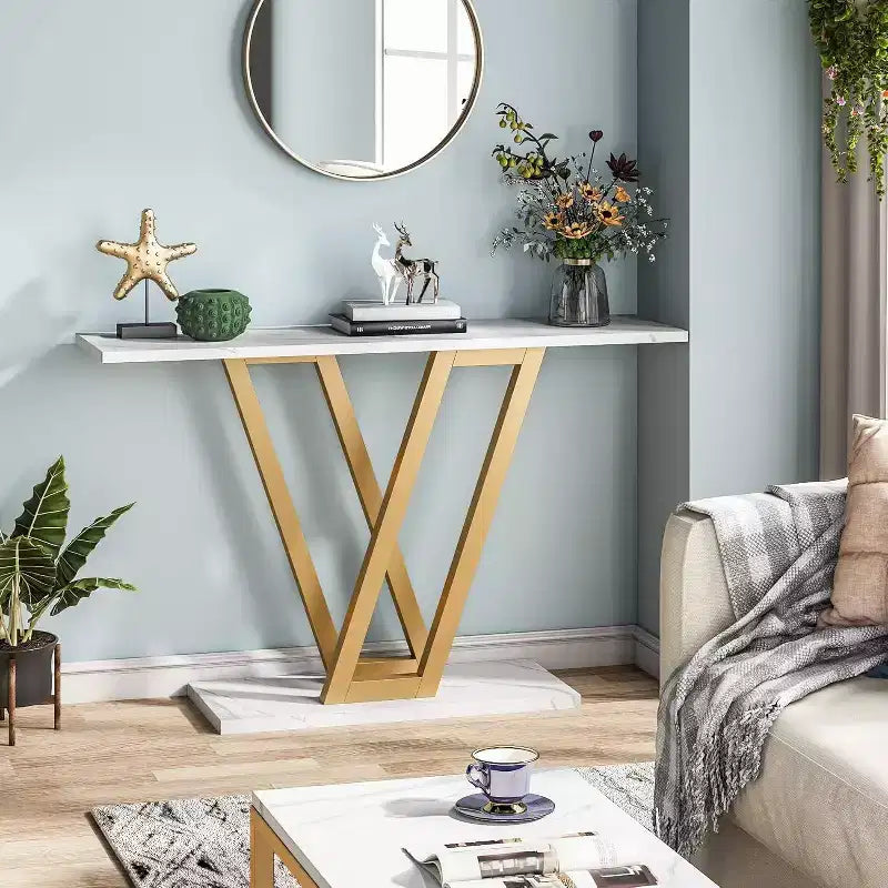 LITTLE TREE Table console moderne 43" en métal blanc