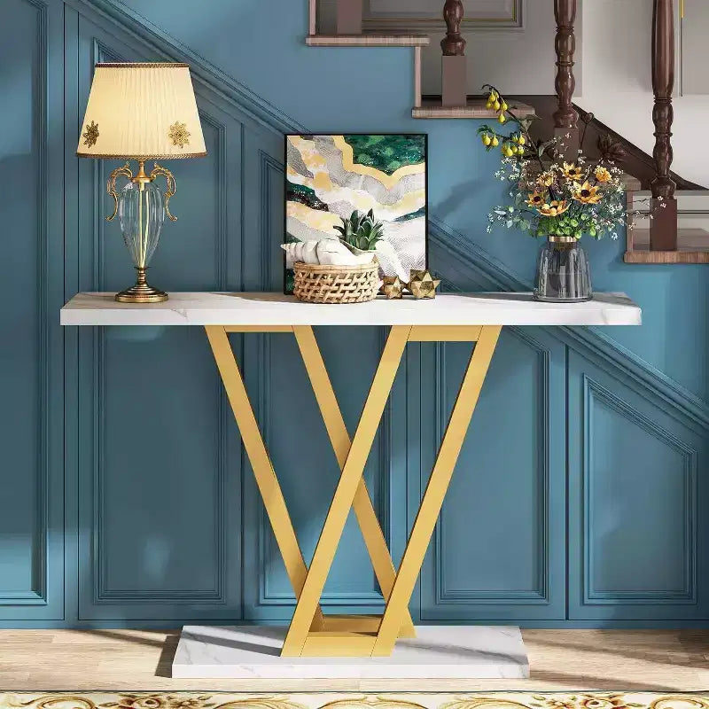 LITTLE TREE Table console moderne 43" en métal blanc
