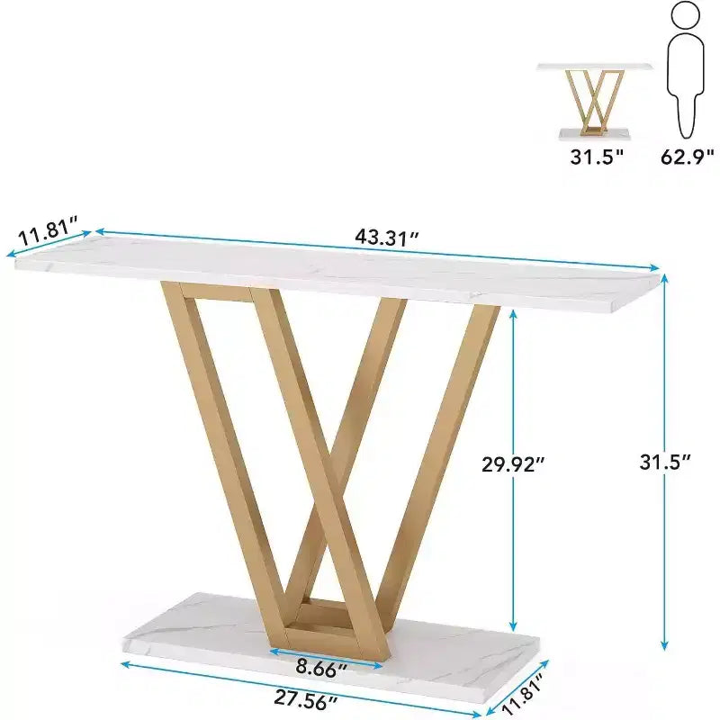 LITTLE TREE Table console moderne 43" en métal blanc