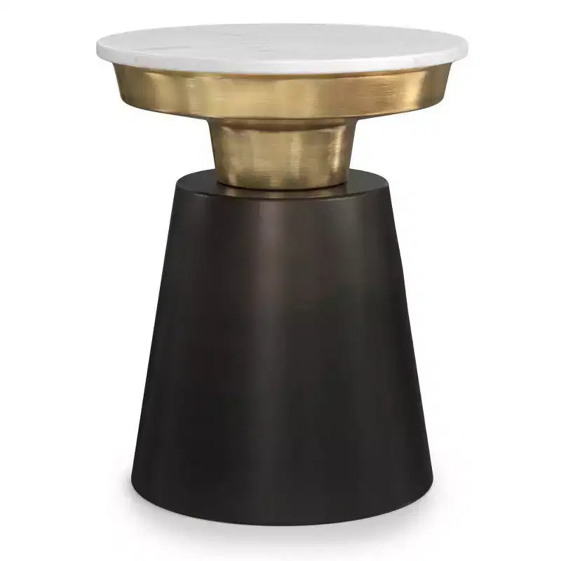 WyndenHall Arna Side Table Black/Gold: Contemporary Marble Top, Scratch-Resistant, 19.5" Height