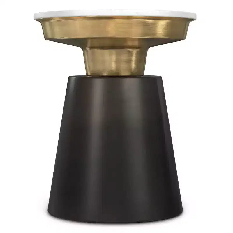 Table d'appoint Arna WyndenHall noire/dorée : Plateau en marbre contemporain, résistante aux rayures, hauteur 49,5 cm