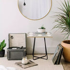 Table d'appoint carrée Holli Zollinger Playa Diamond Black/Black - Deny Designs : Minimaliste, résistante aux taches, pieds en acier